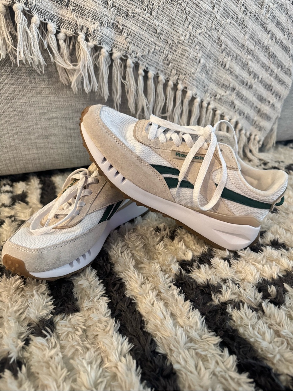 Reebok Classic White and Green Sneakers